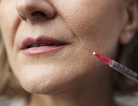 Kvinna som får injektionsbehandling